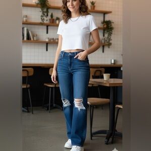 Hollister Ultra Curvy High-Rise Dad Jeans Dark Blue Wash Women’s Size 26